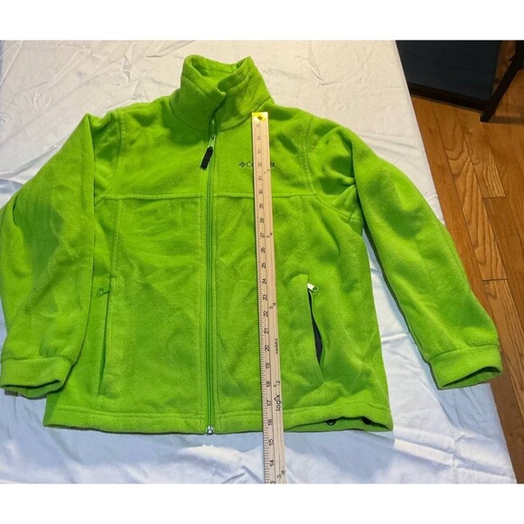 Columbia Fleece Jacket Girls Size 10/12 Green Full Zip Long Sleeve Mock Neck - Picture 1 of 4
